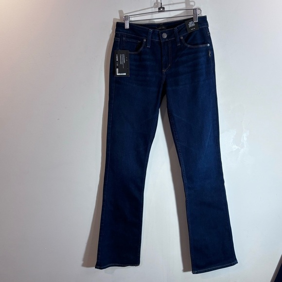 SILVER JEANS Sz 28 x 33 Avery Slim Boot Curvy Fit High Rise Dark Wash Jeans NEW - Picture 4 of 14
